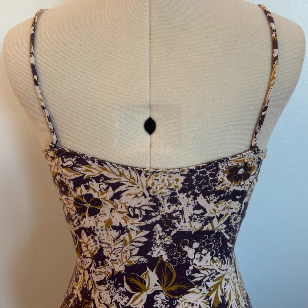 Free People Intimately Showdown Mini Dress, Purple Floral, Bodycon, Cutout, XS